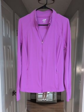 Avia Women's Lavender Full-Zip Utility Track Running Jacket L Large Purple